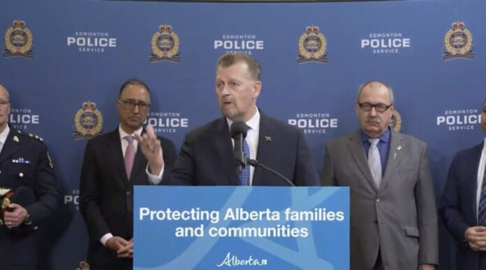 Mike Ellis, Alberta's Minister of Public Safety and Emergency Services in Edmonton on February 26, 2025. (Galen Hartviksen, myvegrevillenow.com staff)